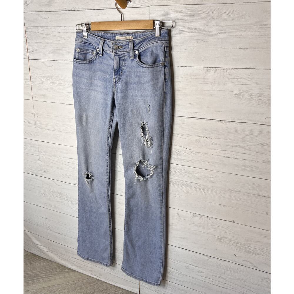 Levis Jeans Womens Size 25 Superlow Boot Light Wash Distressed - Picture 5 of 16